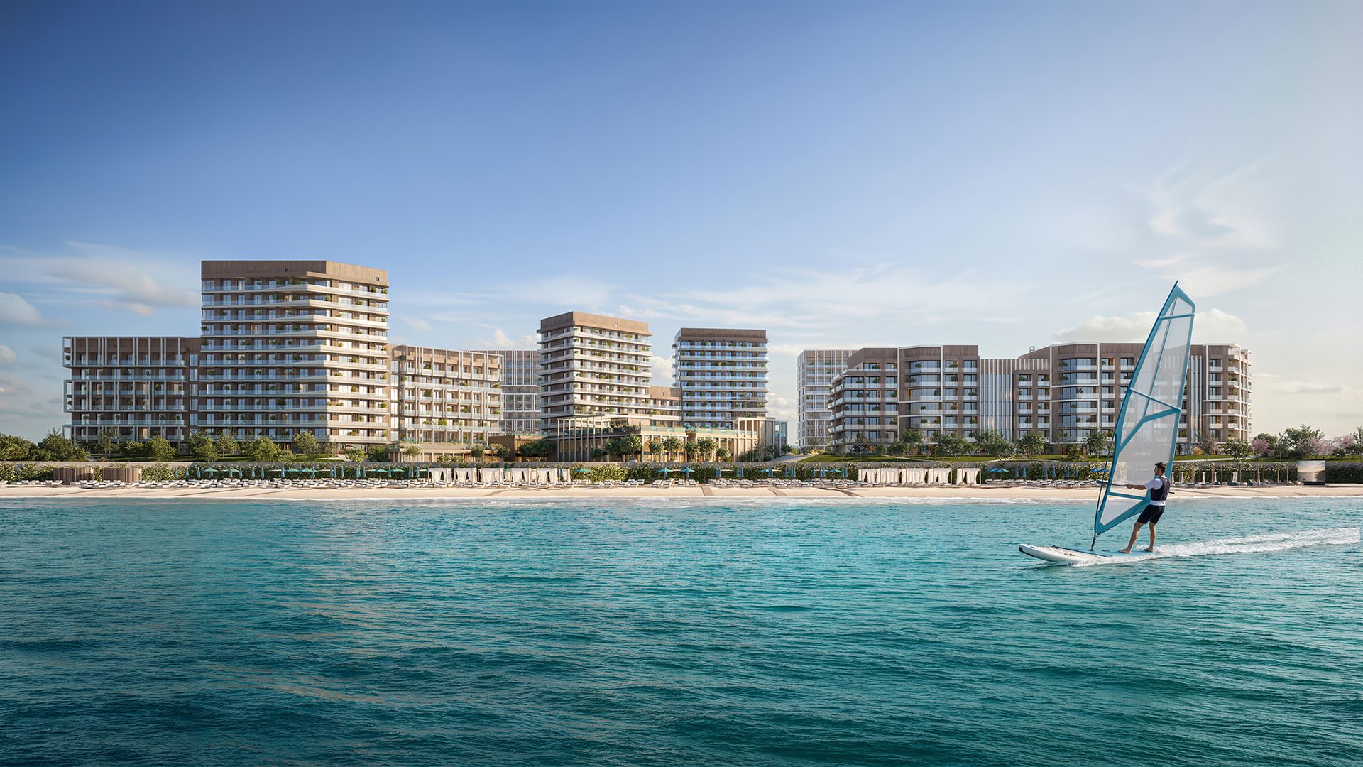 Сансара — фасад курортного комплекса со стороны моря в Саках